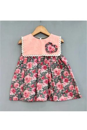 Pink Vintage Floral Dress with Sailor Collar