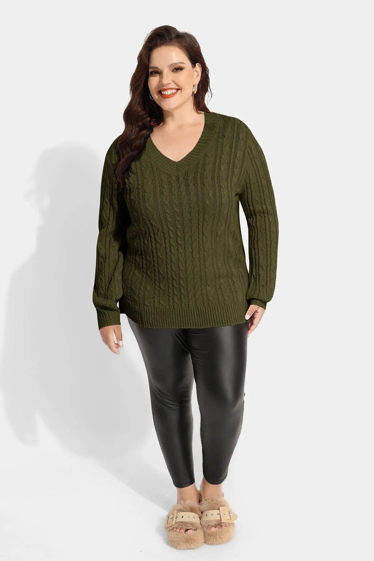 Plain Texture Woolen Long Sleeve Sweater