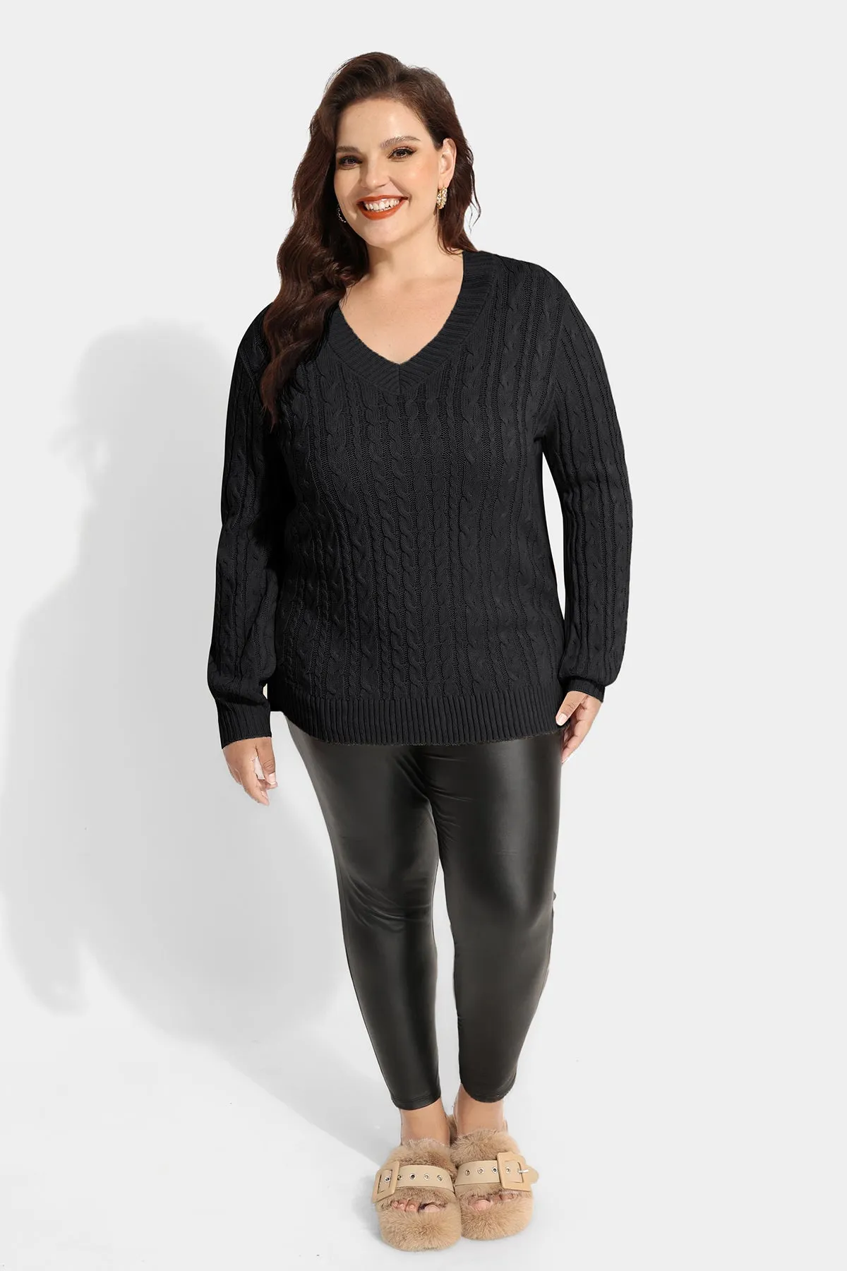 Plain Texture Woolen Long Sleeve Sweater