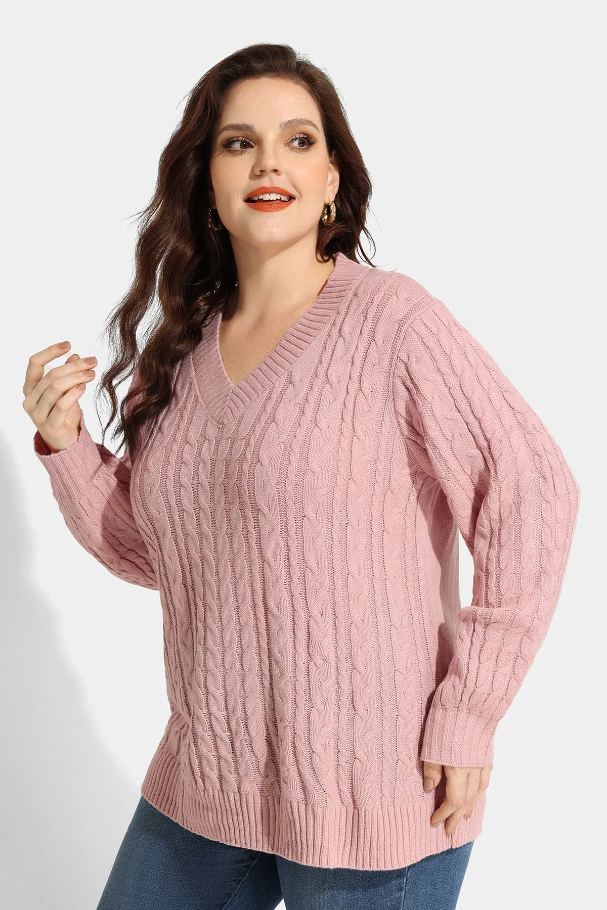 Plain Texture Woolen Long Sleeve Sweater