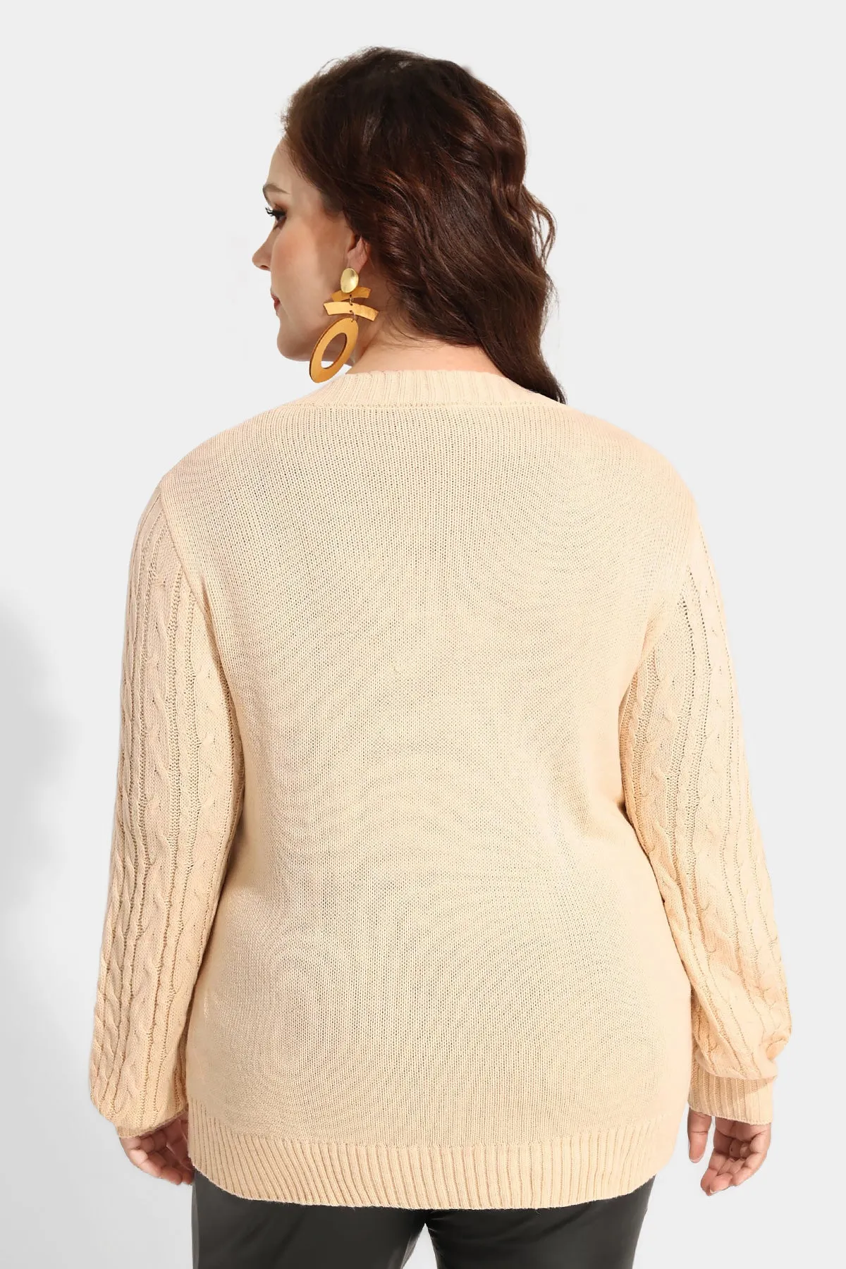 Plain Texture Woolen Long Sleeve Sweater