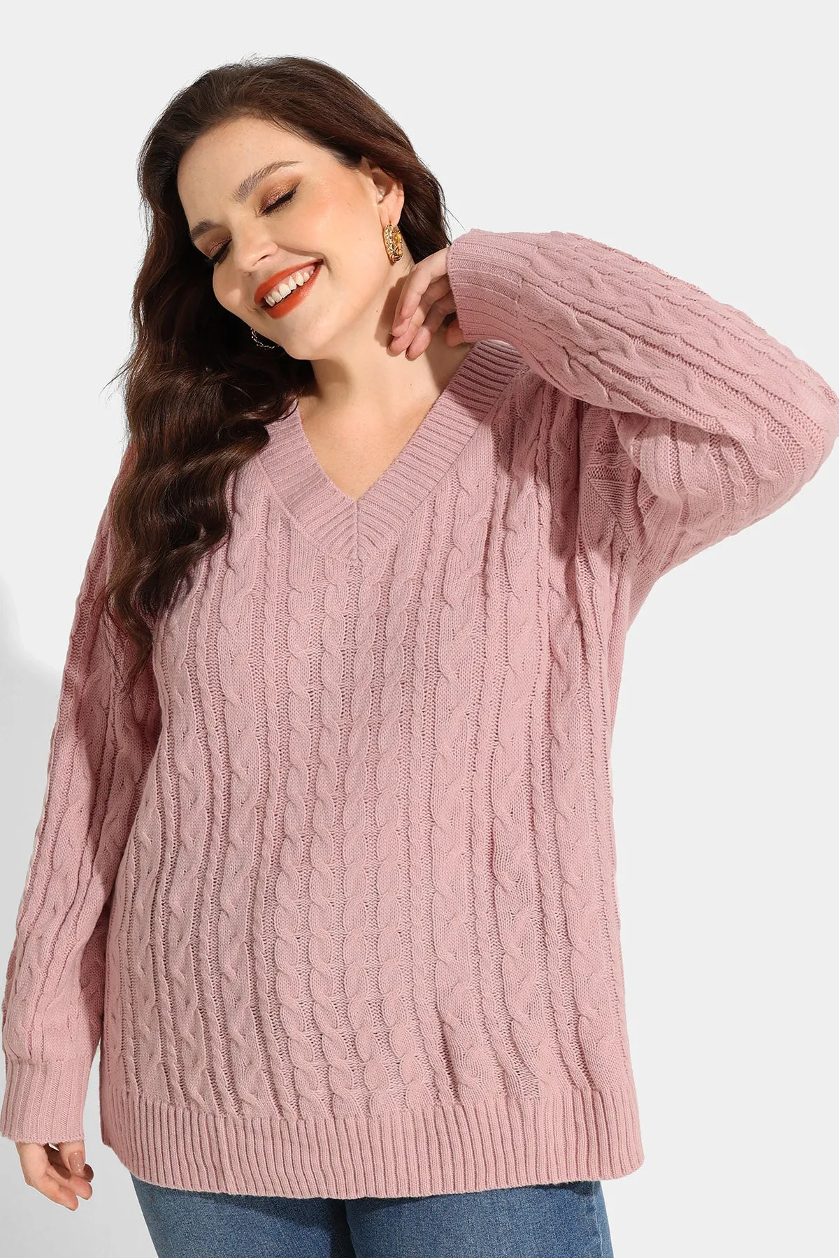 Plain Texture Woolen Long Sleeve Sweater