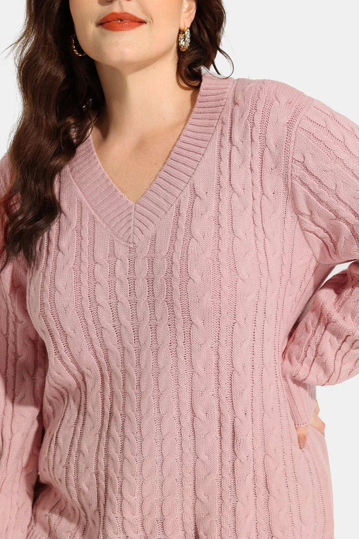 Plain Texture Woolen Long Sleeve Sweater