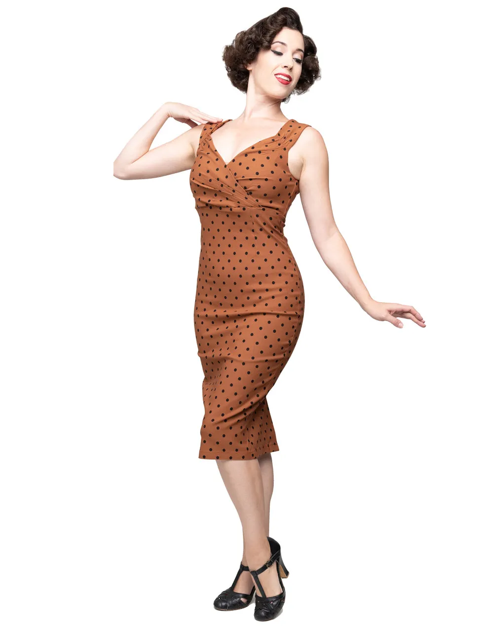 Polka Dot Diva Dress in Rust