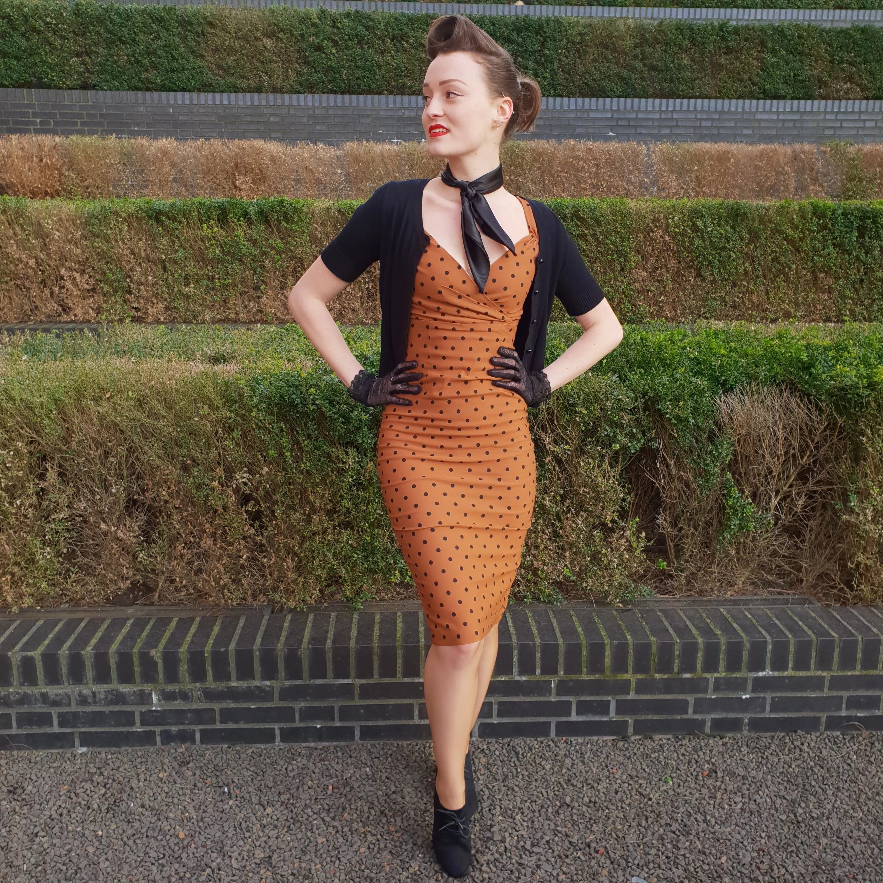 Polka Dot Diva Dress in Rust