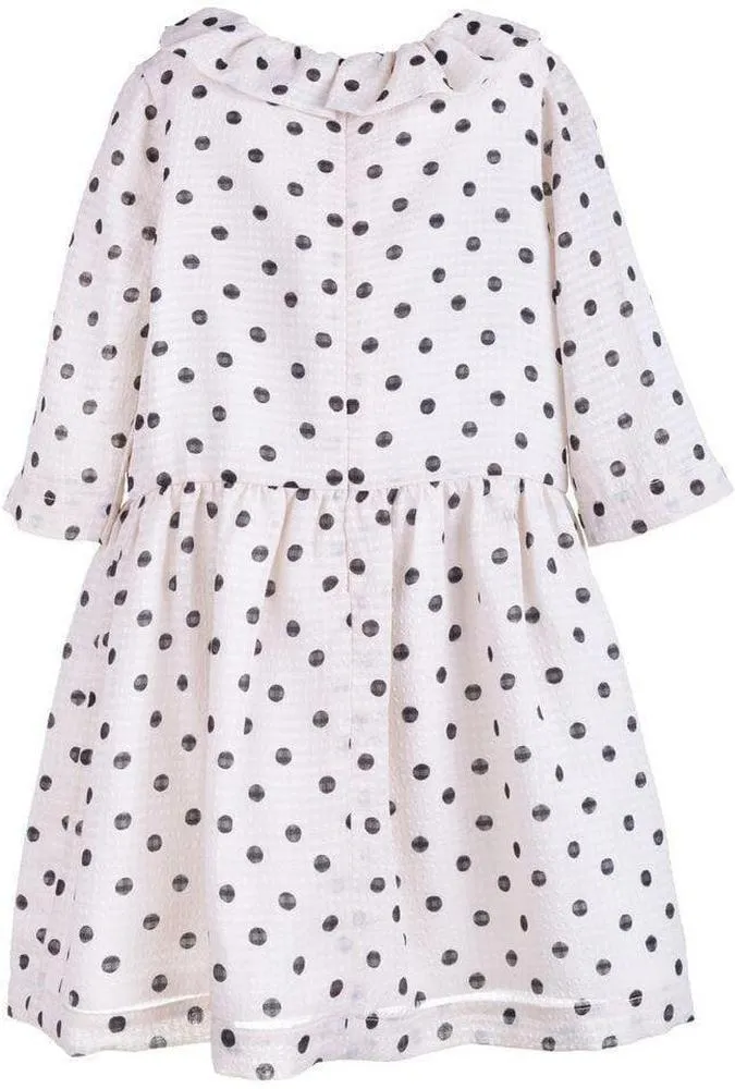 Polka Dot Ruffle Neck Tea Dress