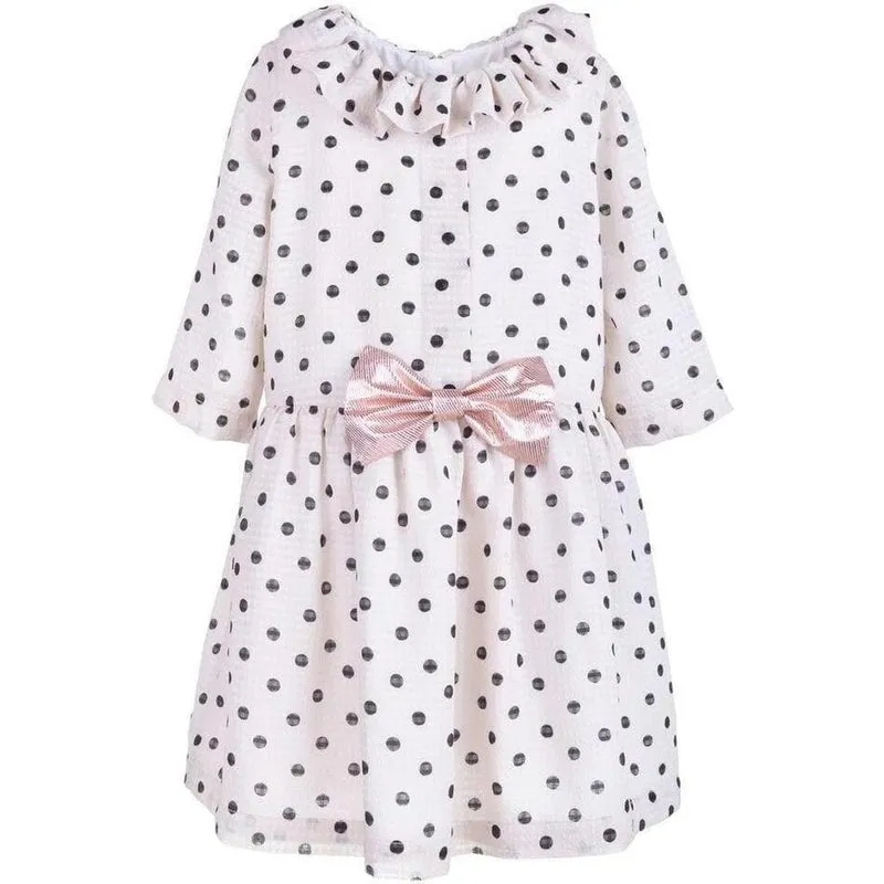 Polka Dot Ruffle Neck Tea Dress