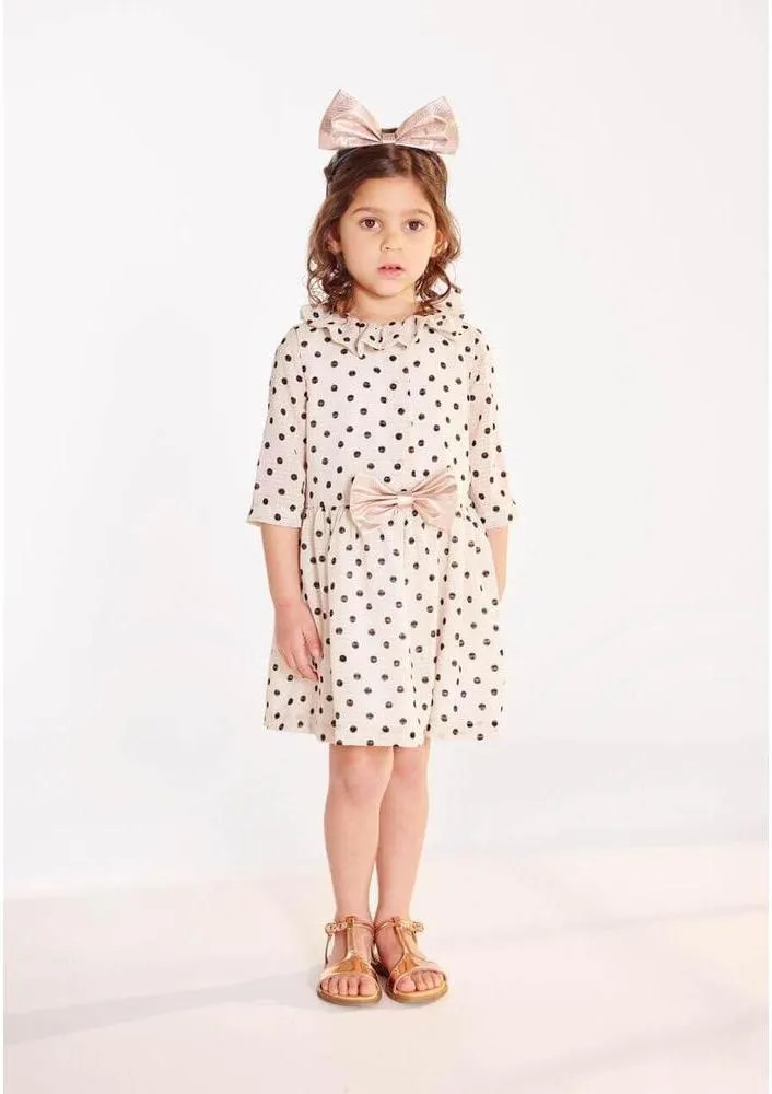 Polka Dot Ruffle Neck Tea Dress