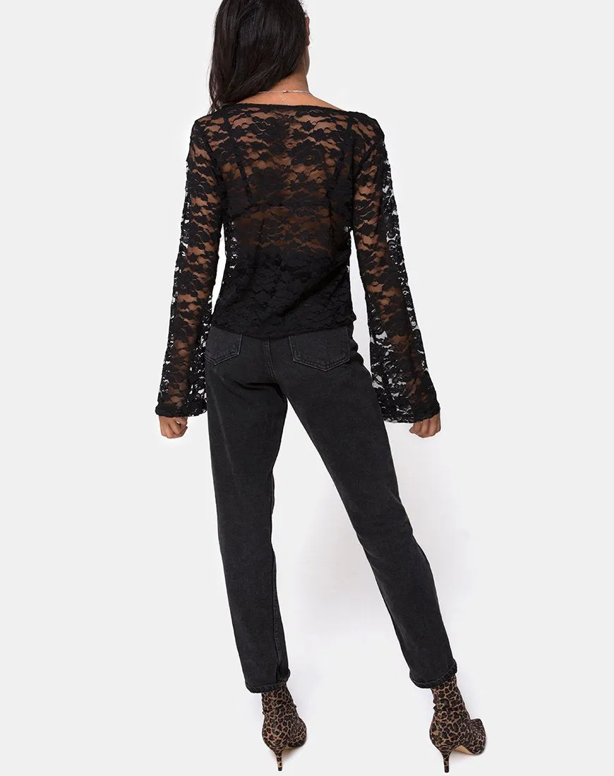 Porque Top in Lace Black