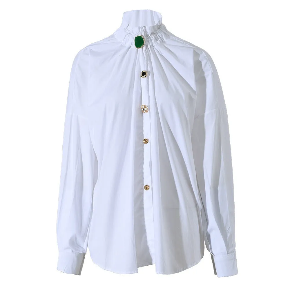 Pre Order:  Single Breasted Lace Collar Court Style Shirt