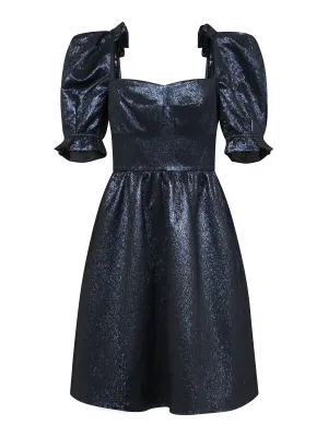 Rachel D Knee Dress in Metallic Midnight