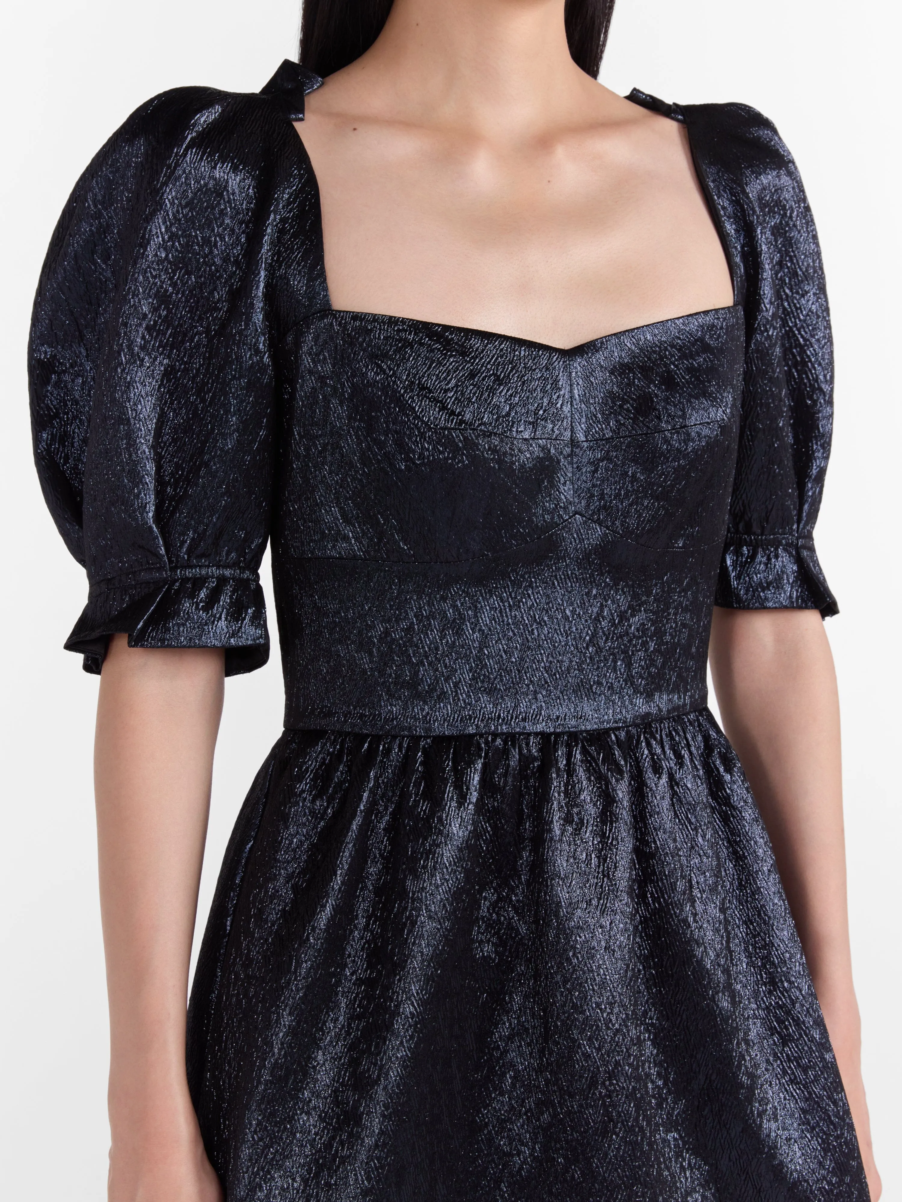 Rachel D Knee Dress in Metallic Midnight