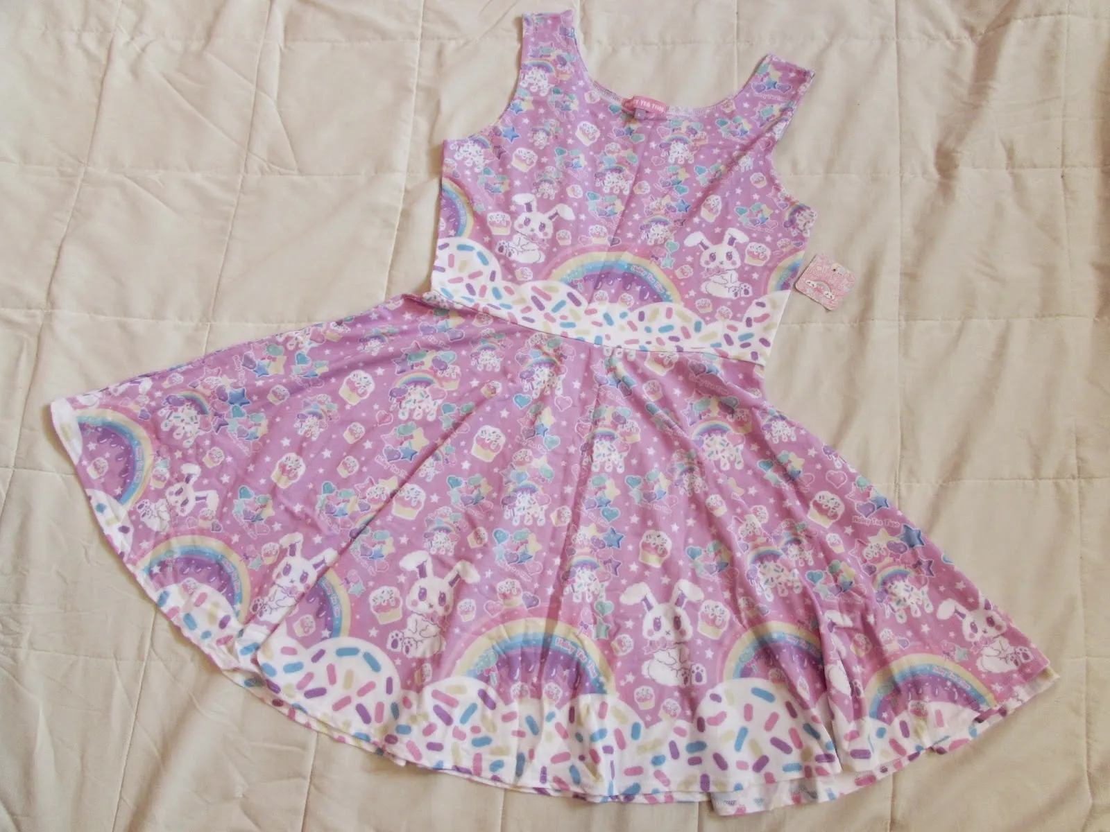 Rainbow sweets pink skater dress [made to order]