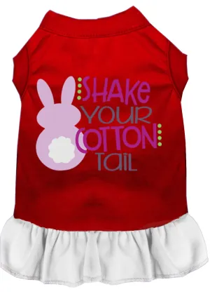 Shake Your Cotton Tail Screen Print Dog Dress Red With White Lg (14)