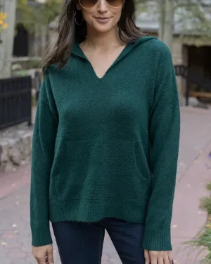 So Soft Knit Sweater Hoodie in Deep Green by Grace & Lace (Ships in 1-2 Weeks)