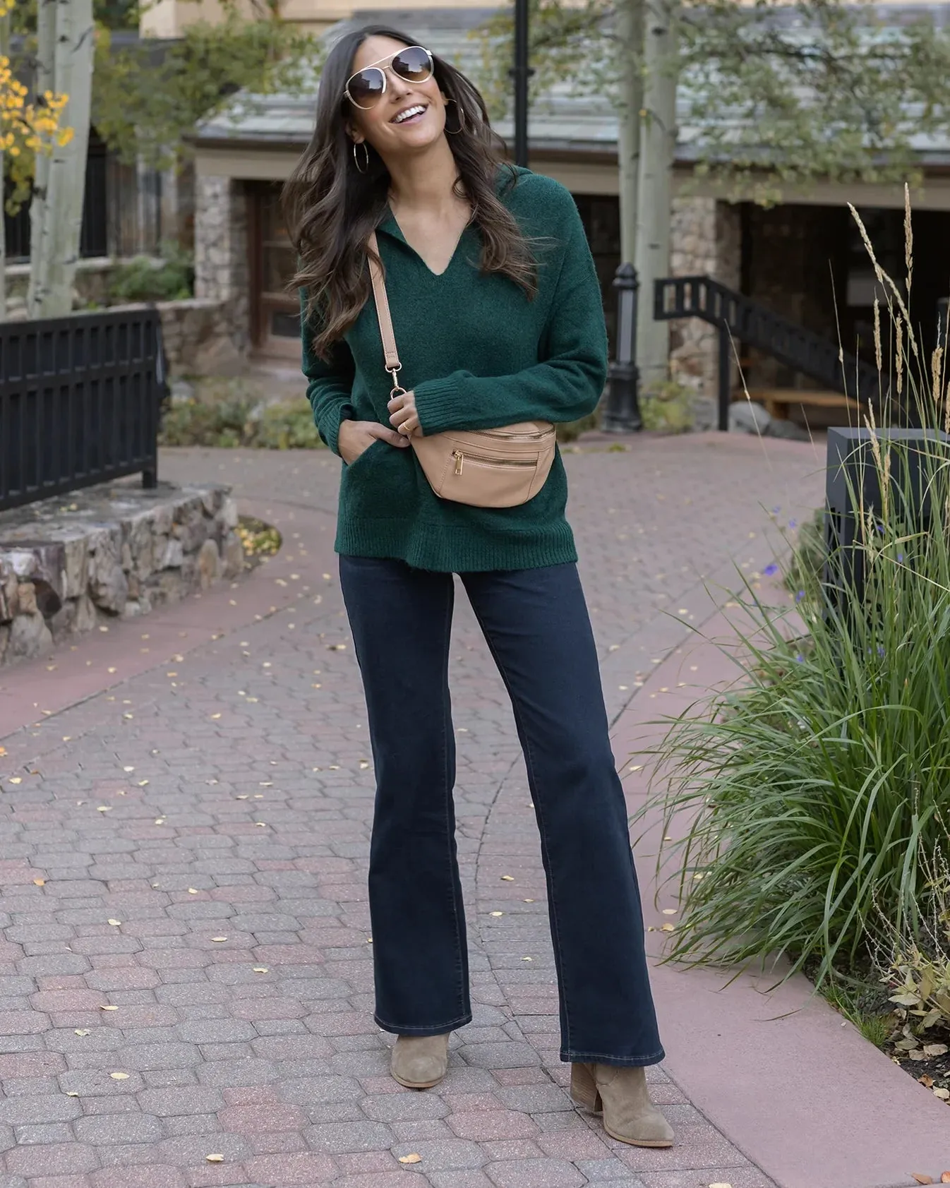 So Soft Knit Sweater Hoodie in Deep Green by Grace & Lace (Ships in 1-2 Weeks)