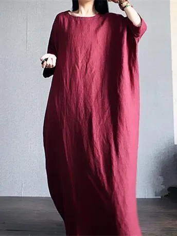 Solid Color Loose Casual Maxi Dress