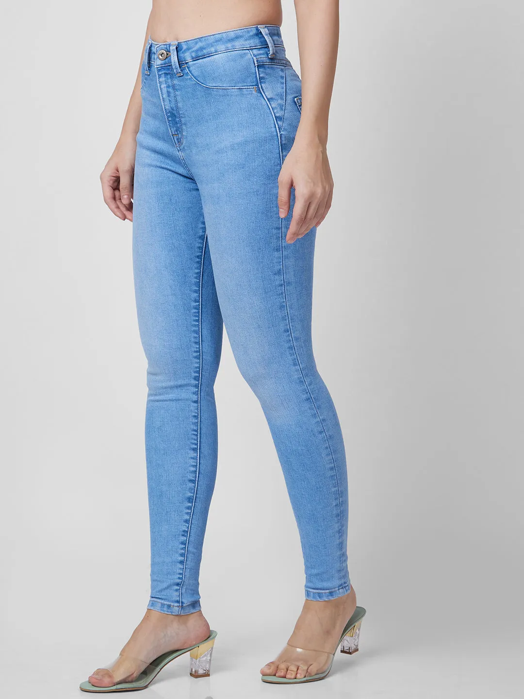 Spykar High Rise  Super Slim Fit Blue Jeans For Women