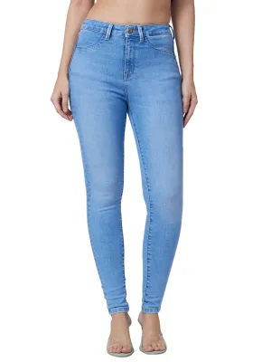 Spykar High Rise  Super Slim Fit Blue Jeans For Women