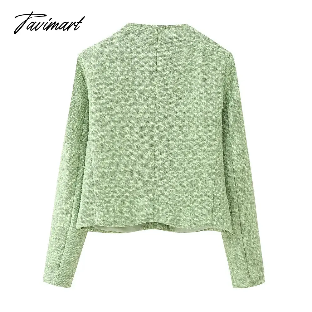 TAVIMART -  New Women Woolen Coat Long Sleeve Green Coat Fashion Lady Outwear