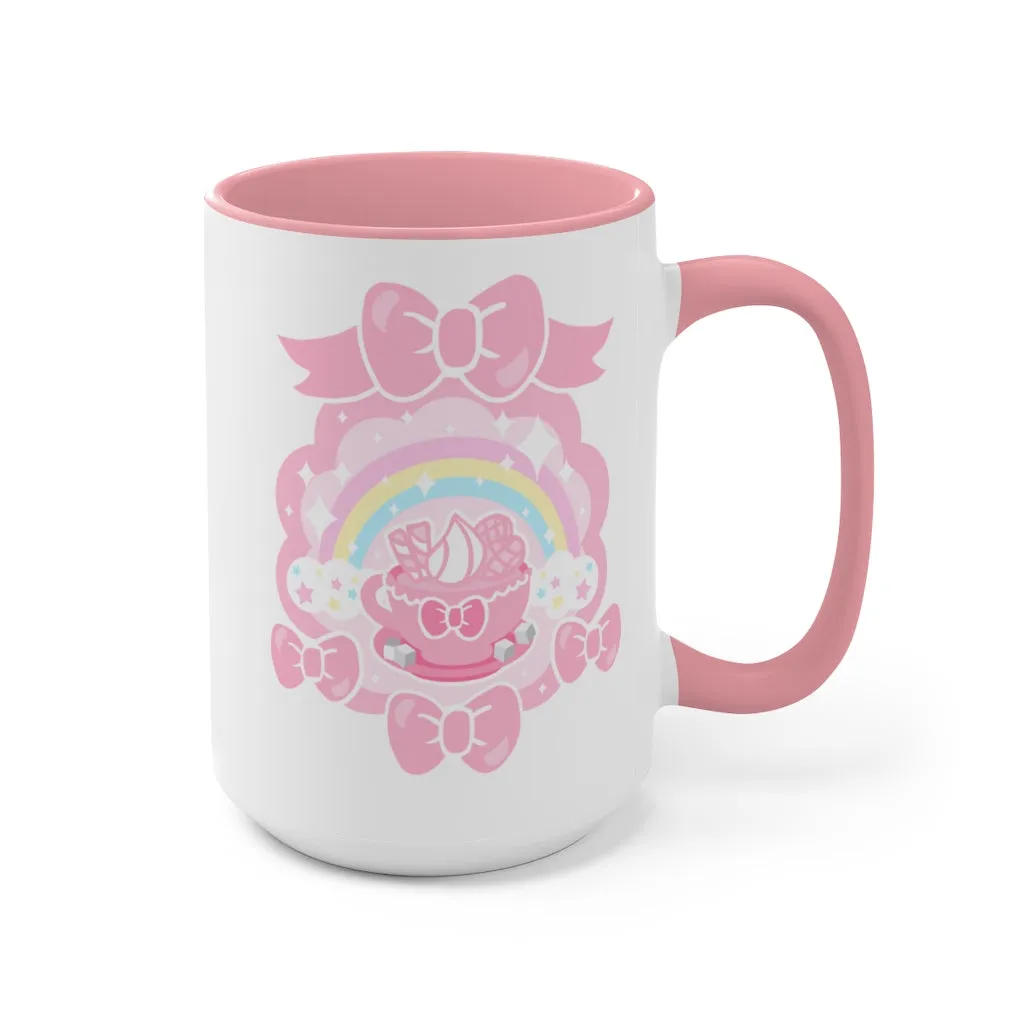 Teatime Fantasy Pink Accent Coffee Mug, 15oz