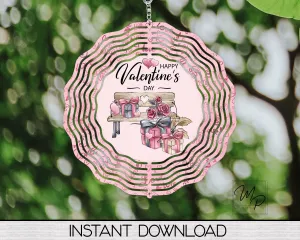 Valentines Day Wind Spinner PNG Digital Sublimation Design, Commercial Use