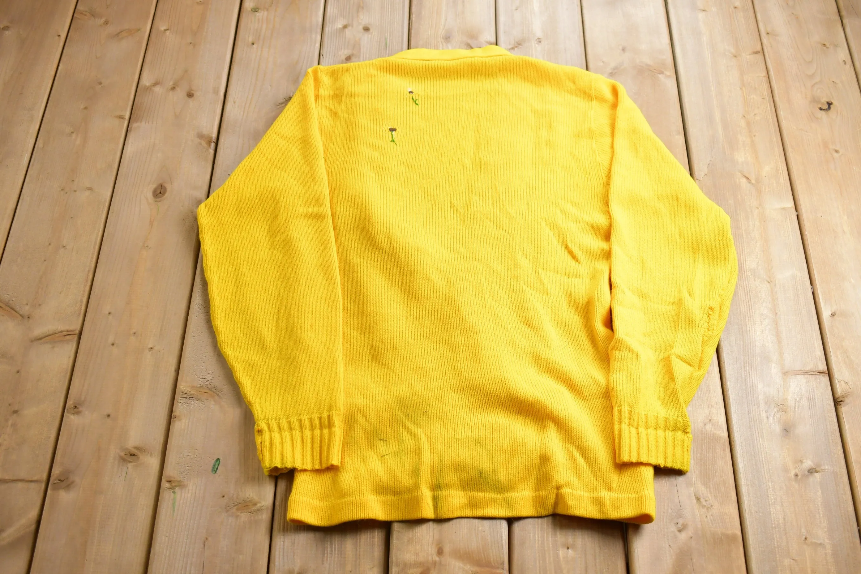 Vintage 1990s Yellow Knitted Cardigan Sweater