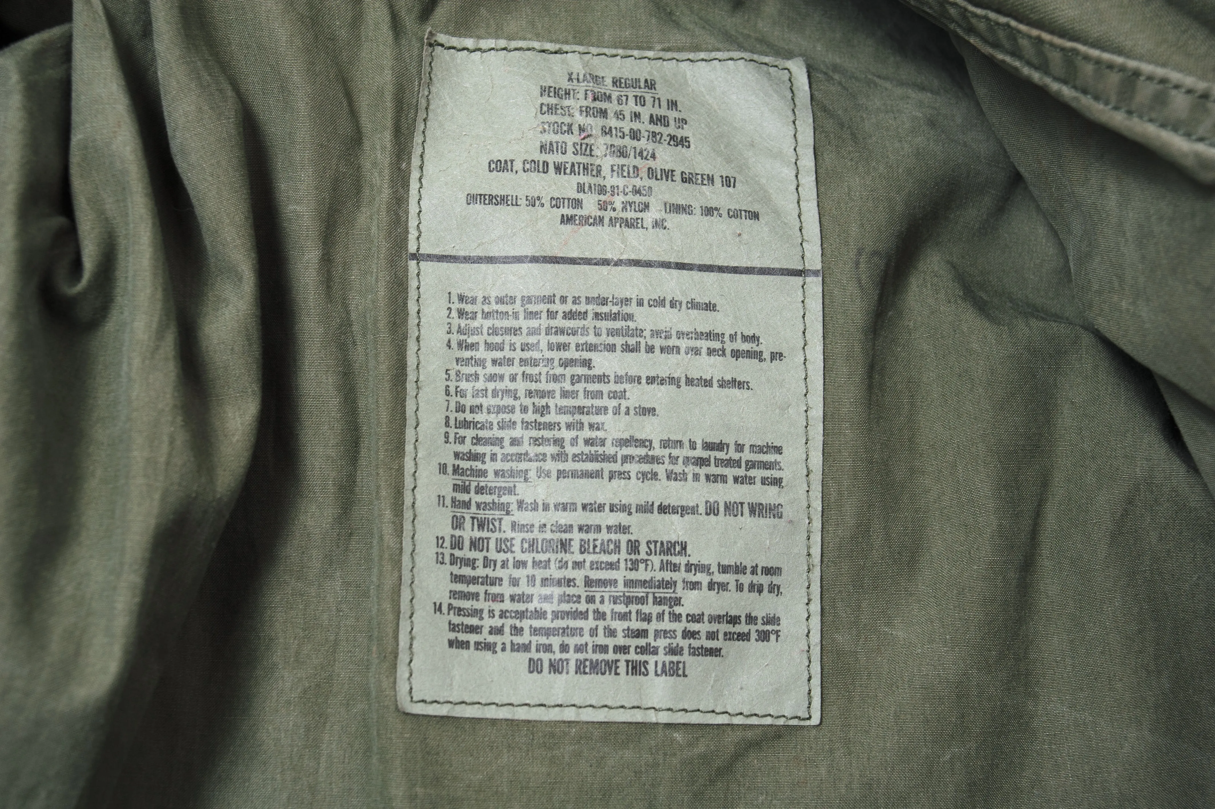 VINTAGE US ARMY M65 M-65 FIELD JACKET 1991 SIZE XL REGULAR