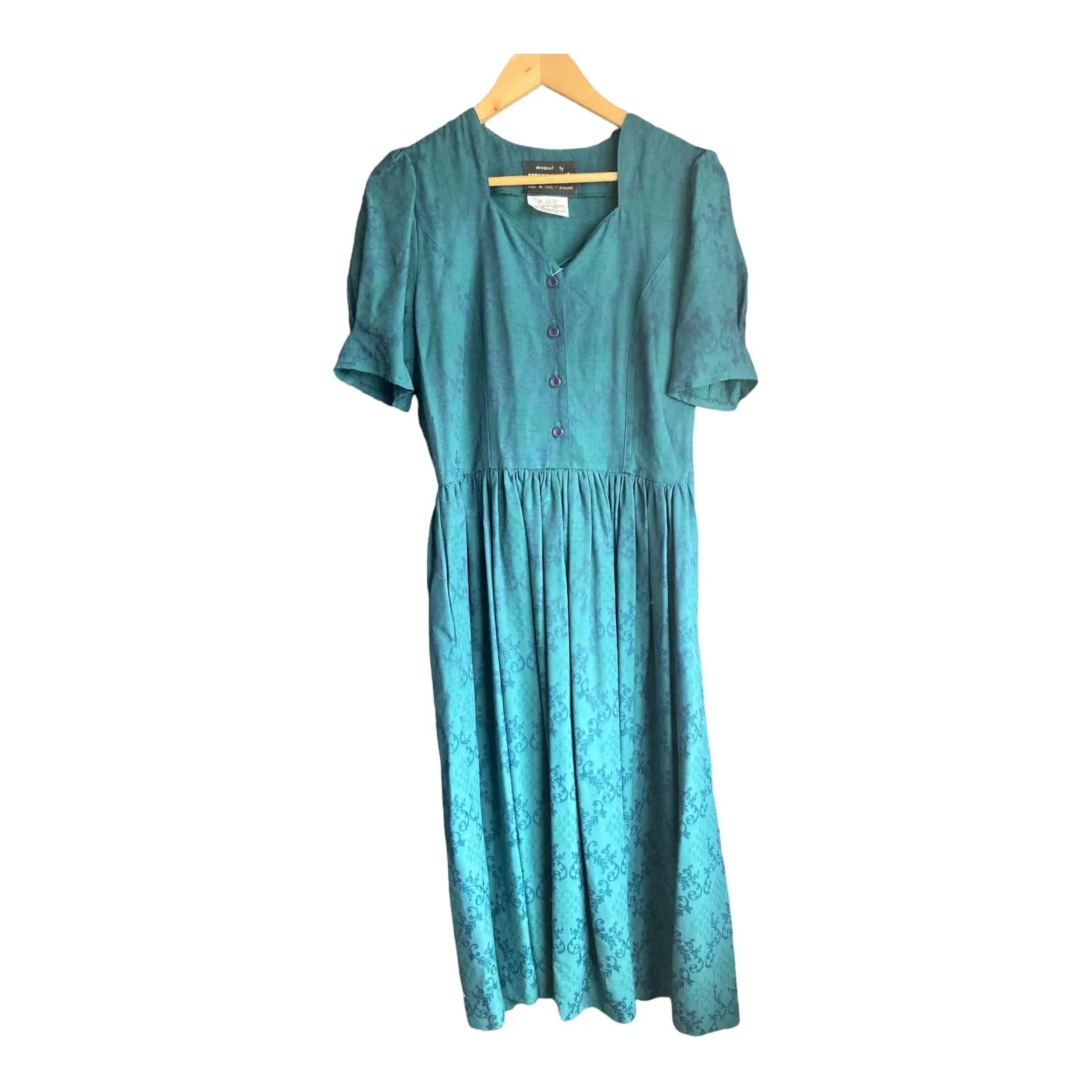 Vivien Smith Cotton Emerald Green Short Sleeved Dress UK Size 12