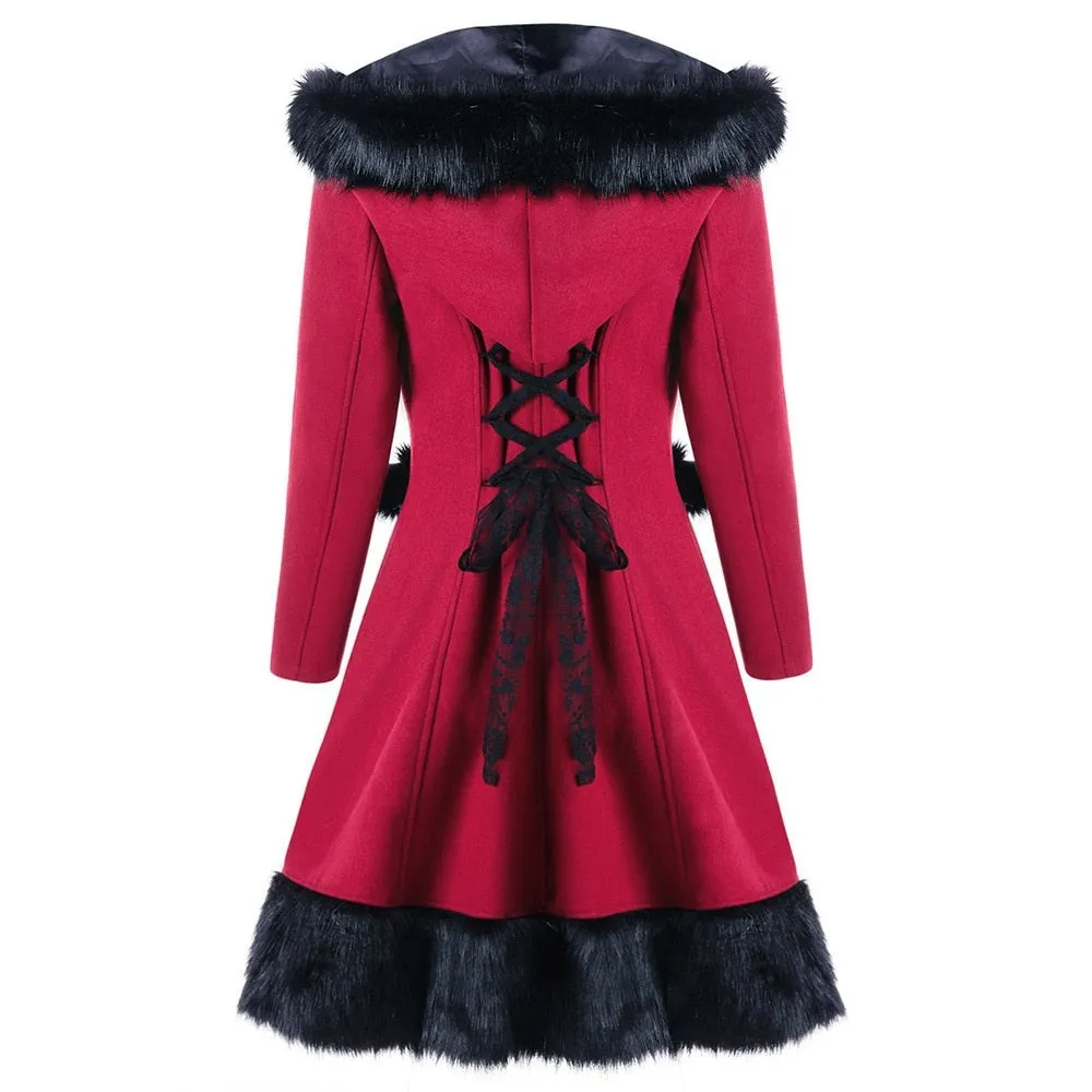 Winter Long Woolen Lace Up Coat