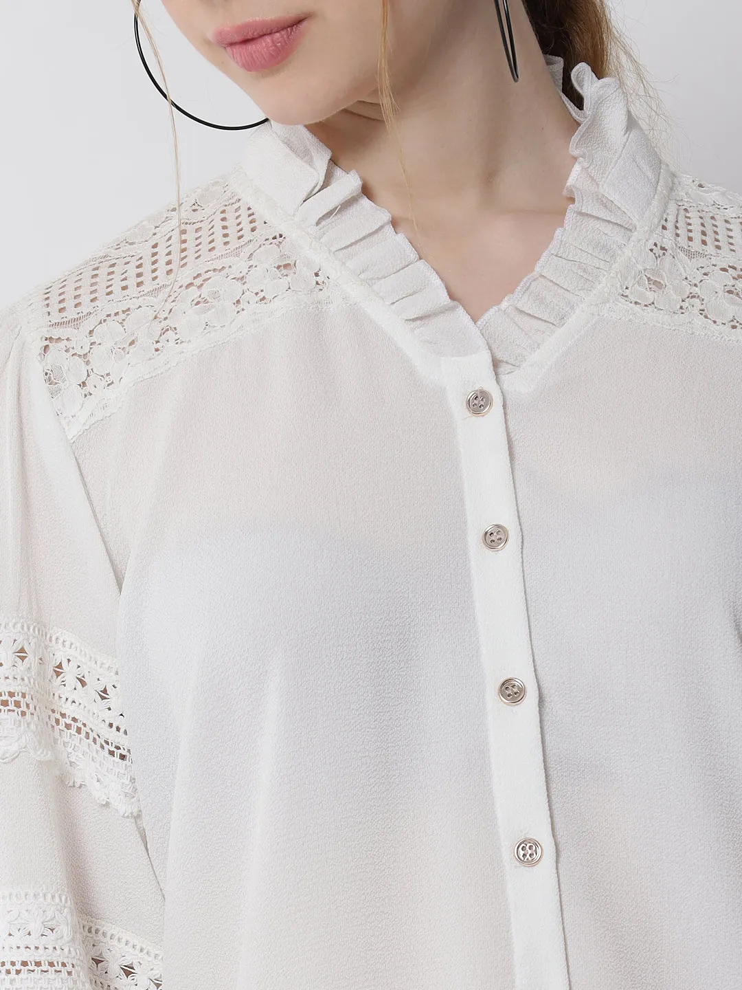 Women Pleated Collar Shirt