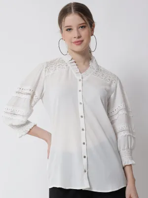 Women Pleated Collar Shirt