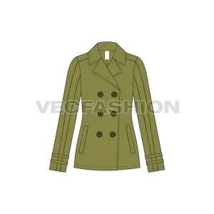 Women's Olive Green Pea Coat