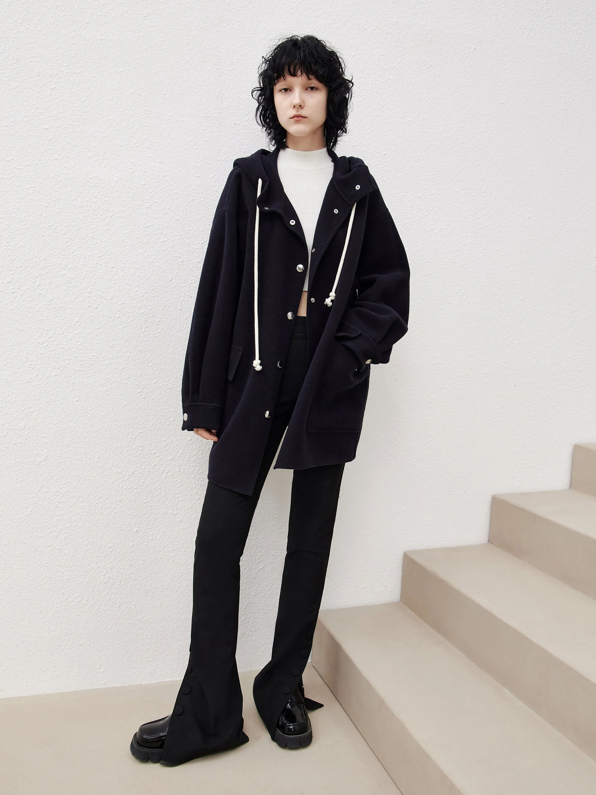 Wool Hooded Midi Coat