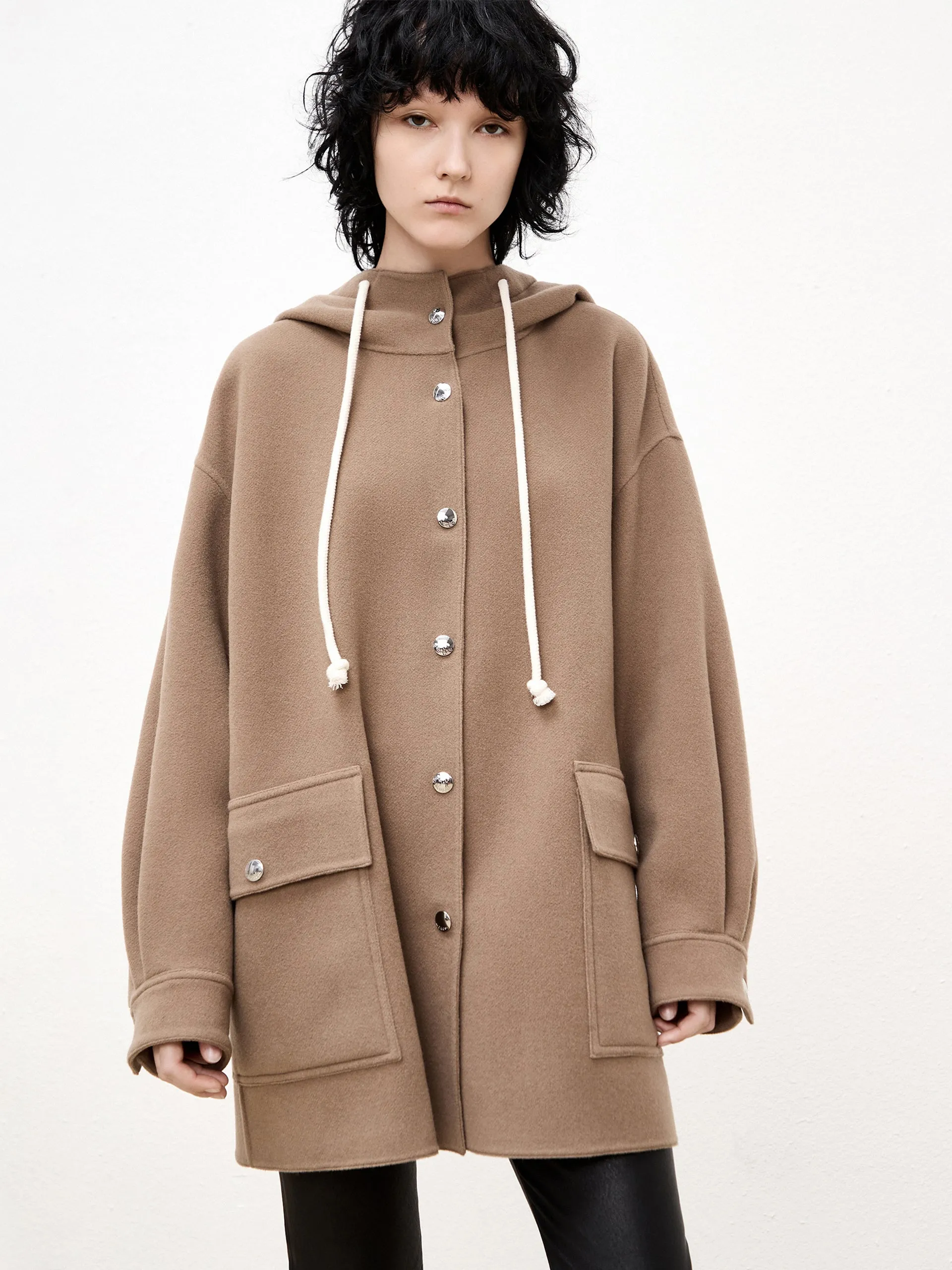 Wool Hooded Midi Coat